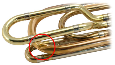 The dented Trombone before the repair