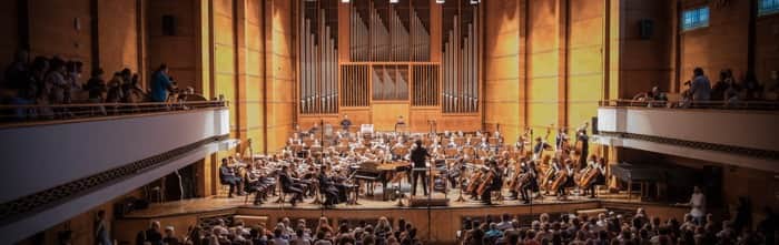 orchestra performing on stage